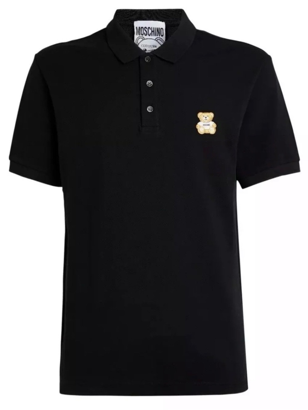 NEW Moschino Couture Embroidered Toy Bear Logo Polo  Large 50 Black Authentic